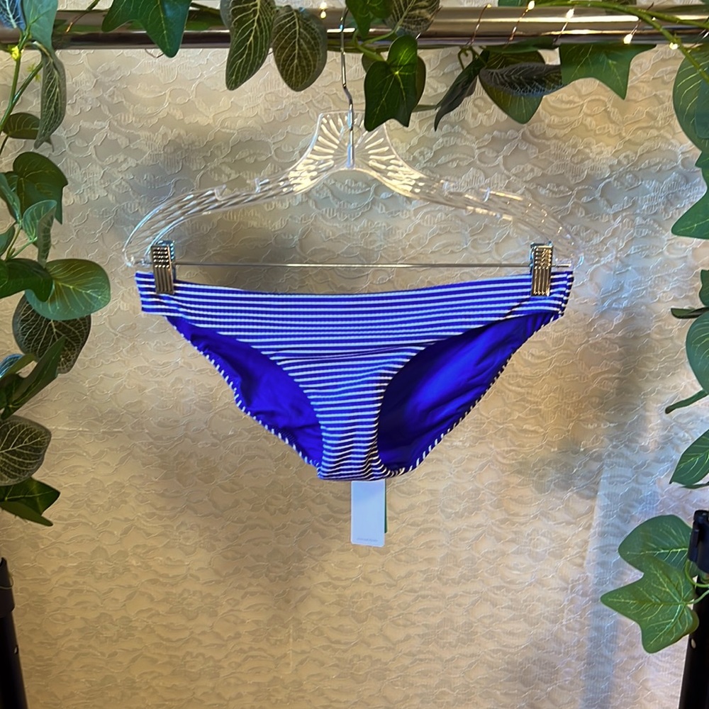 Seafolly Go Overboard Bikini Bottom, Blue, Women’s Size 10